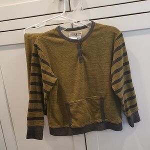 Olive and Gray Striped Kids Pajama Set